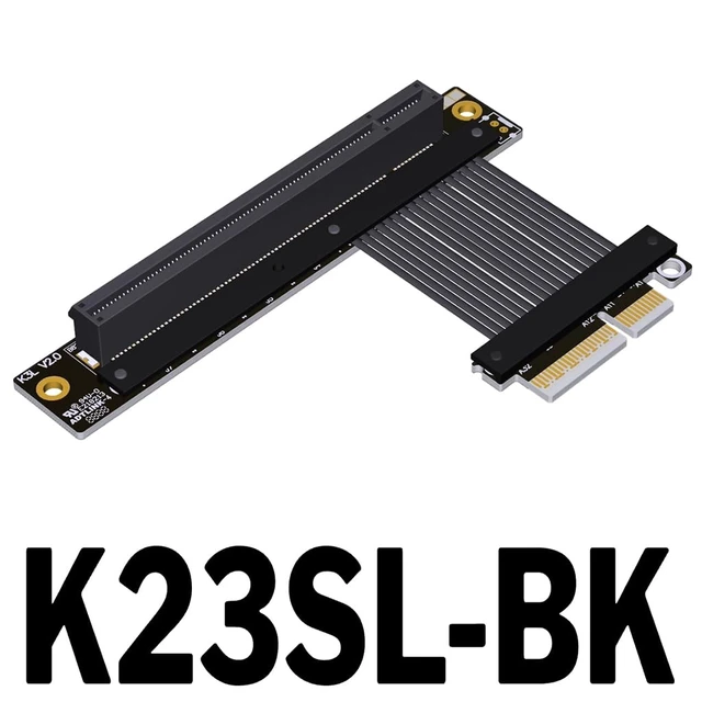 Alt view image 2 of 3 - ADT-K23S PCIe 5.0 x4 to x16 Graphics Card Extension Cable 128Gbps High-Speed Flex Adapter, Reversible Support 1U Extension (K23SL-BK,15CM)