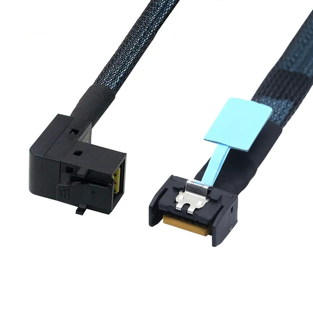 Alt view image 3 of 6 - JMT Gen5 MCIO Slimline SFF-8654 4i to HD SFF-8643 Server Connection Cable 90 Degree Right Angle Adapter (100cm)
