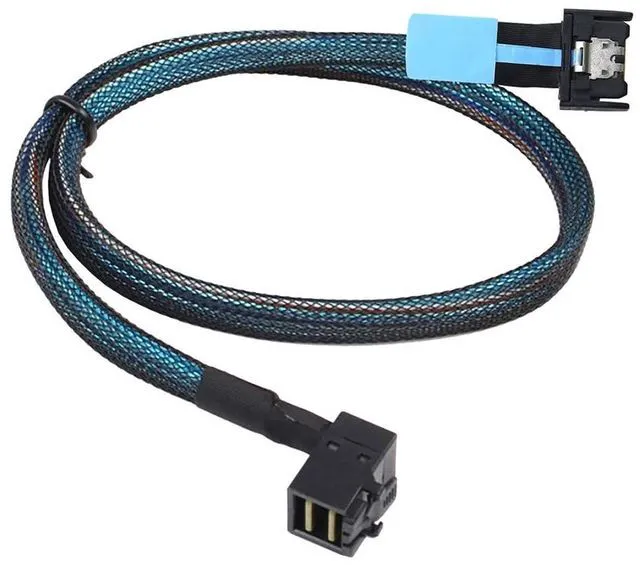 Alt view image 4 of 6 - JMT Gen5 MCIO Slimline SFF-8654 4i to HD SFF-8643 Server Connection Cable 90 Degree Right Angle Adapter (100cm)