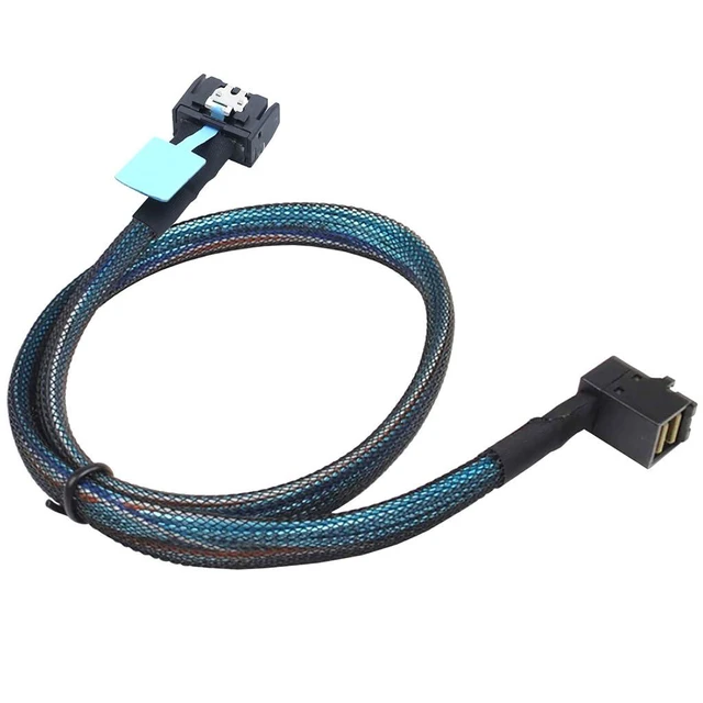 Alt view image 5 of 6 - JMT Gen5 MCIO Slimline SFF-8654 4i to HD SFF-8643 Server Connection Cable 90 Degree Right Angle Adapter (100cm)