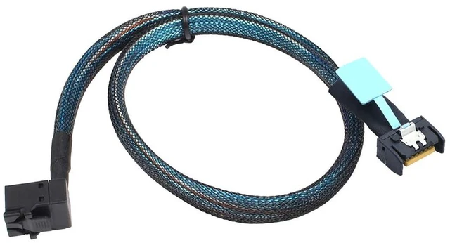 Alt view image 2 of 6 - JMT Gen5 MCIO Slimline SFF-8654 4i to HD SFF-8643 Server Connection Cable 90 Degree Right Angle Adapter (100cm)