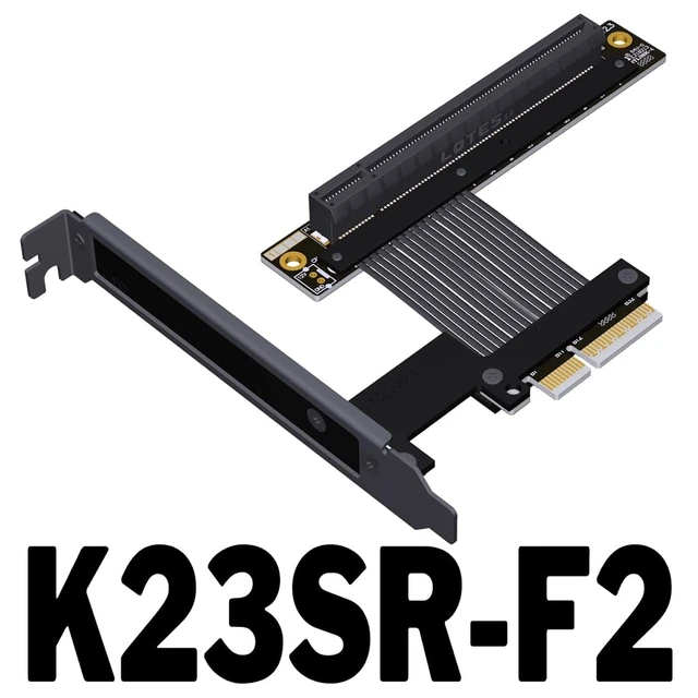 Alt view image 2 of 5 - ADT-K23S PCIe 5.0 x4 to x16 Graphics Card Extension Cable 128Gbps High-Speed Flex Adapter, Reversible Support 1U Extension (K23SR-F2,15CM)