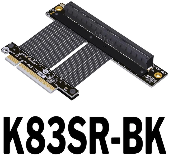 Alt view image 2 of 7 - ADT-K33 K83 Low-Profile PCIe 5.0 x16 x8 Extension Cable 512Gbps Gen5 High-Speed Flexible Adapter Compatible with RTX50 RX90xx Series GPU (K83SR-BK,15CM)