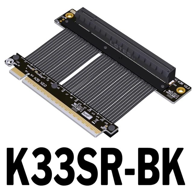 Alt view image 2 of 7 - ADT-K33 K83 Low-Profile PCIe 5.0 x16 x8 Extension Cable 512Gbps Gen5 High-Speed Flexible Adapter Compatible with RTX50 RX90xx Series GPU (K33SR-BK,15CM)