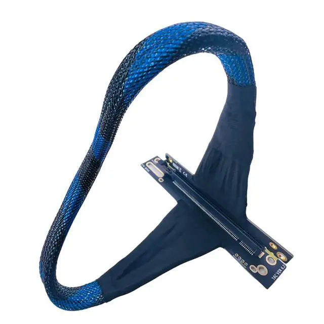 Alt view image 4 of 7 - PCIE 4.0 X16 Extension Cable 32GBS GEN4 Braided Mesh Harness Riser for AI Server Graphics Card Bendable GPU Adapter (16ACZ 90°,100CM)