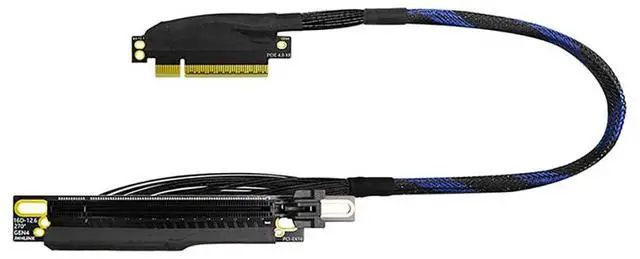 Main image of Narrow Version PCIe 4.0 x8 to x16 Extension Cable 16GBS Built-in Left/Right Ethernet Ports for GPU AI Server GEN4-816AD4Z (30CM,Right Out Right in)