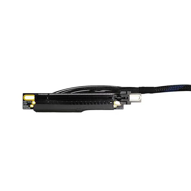 Alt view image 7 of 7 - Narrow Version PCIe 4.0 x8 to x16 Extension Cable 16GBS Built-in Left/Right Ethernet Ports for GPU AI Server GEN4-816AD4Z (30CM,Left Out Right in)