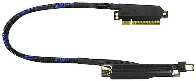 Main image of Narrow Version PCIe 4.0 x8 to x16 Extension Cable 16GBS Built-in Left/Right Ethernet Ports for GPU AI Server GEN4-816AD4Z (50CM,Left Out Left in)