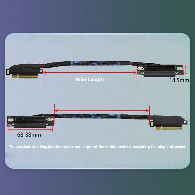 Alt view image 4 of 7 - Narrow Version PCIe4.0 x8 to x8 Extension Cable 16GBS Rigid Cable Adapter Built-in Left/Right Ethernet Port for GPU AI Server GEN4-88AD4Z (30CM,Right Out Right in)