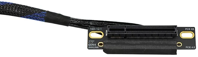 Alt view image 7 of 7 - Narrow Version PCIe4.0 x8 to x8 Extension Cable 16GBS Rigid Cable Adapter Built-in Left/Right Ethernet Port for GPU AI Server GEN4-88AD4Z (30CM,Right Out Right in)