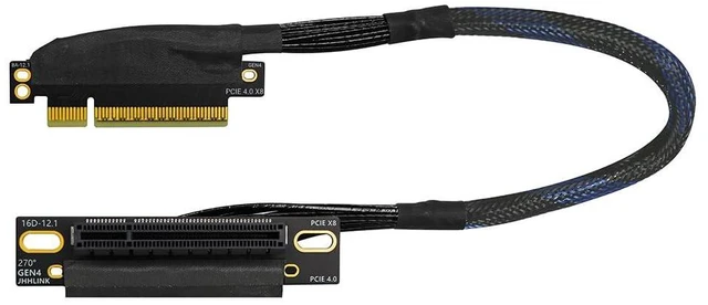 Main image of Narrow Version PCIe4.0 x8 to x8 Extension Cable 16GBS Rigid Cable Adapter Built-in Left/Right Ethernet Port for GPU AI Server GEN4-88AD4Z (30CM,Right Out Right in)