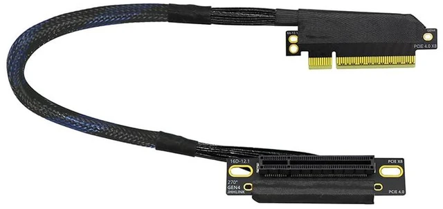 Main image of Narrow Version PCIe4.0 x8 to x8 Extension Cable 16GBS Rigid Cable Adapter Built-in Left/Right Ethernet Port for GPU AI Server GEN4-88AD4Z (30CM,Left Out Left in)