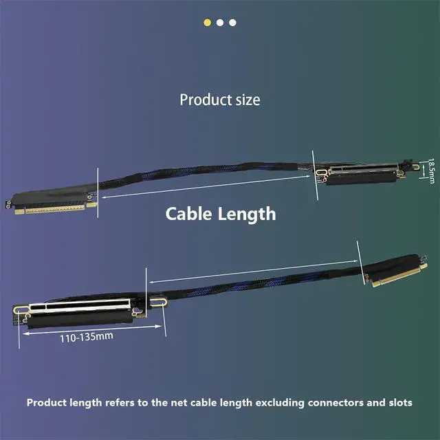 Alt view image 7 of 7 - PCIE 5.0 X16 Extension Cable 64GBS High-Speed 270 Degree Silver-Plated GEN5 Adapter Lossless for Graphics Card GPU 16AD5Z (30CM,Left Out Left in)