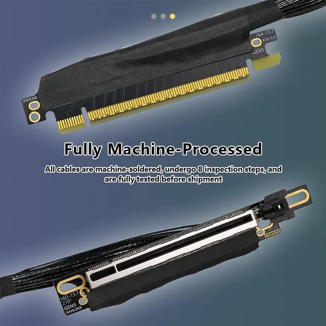 Alt view image 7 of 7 - PCIE 5.0 X16 Extension Cable 64GBS High-Speed 270 Degree Silver-Plated GEN5 Adapter Lossless for Graphics Card GPU 16AD5Z (30CM,Right Out Left in)