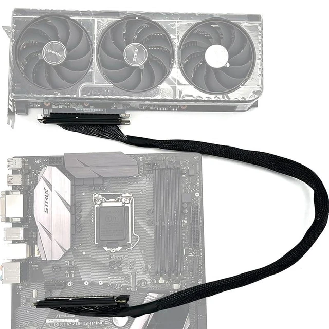 Alt view image 4 of 6 - ADT-K33U PCIe 5.0 x16 Graphics Card Extension Cable Dual Reverse 512Gbps Compatible with RTX50 RX90xx Series and New PCIe5.0 GPU (50cm,K33UR-RR)