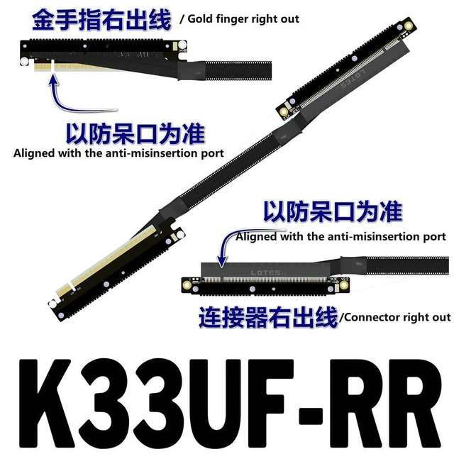 Alt view image 2 of 2 - ADT-K33U PCIe 5.0 x16 Graphics Card Extension Cable Dual Reverse 512Gbps Compatible with RTX50 RX90xx Series and New PCIe5.0 GPU (30cm,K33UF-RR)