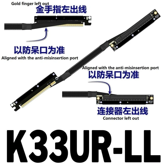 Alt view image 2 of 2 - ADT-K33U PCIe 5.0 x16 Graphics Card Extension Cable Dual Reverse 512Gbps Compatible with RTX50 RX90xx Series and New PCIe5.0 GPU (50cm,K33UR-LL)
