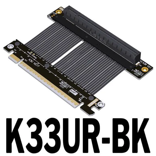Alt view image 2 of 5 - ADT-K33U PCIe 5.0 x16 Extension Cable 512Gbps High Speed GPU Riser for PC Cases Servers ITX Builds Computer RTX5090 (K33UR-BK, 10CM)