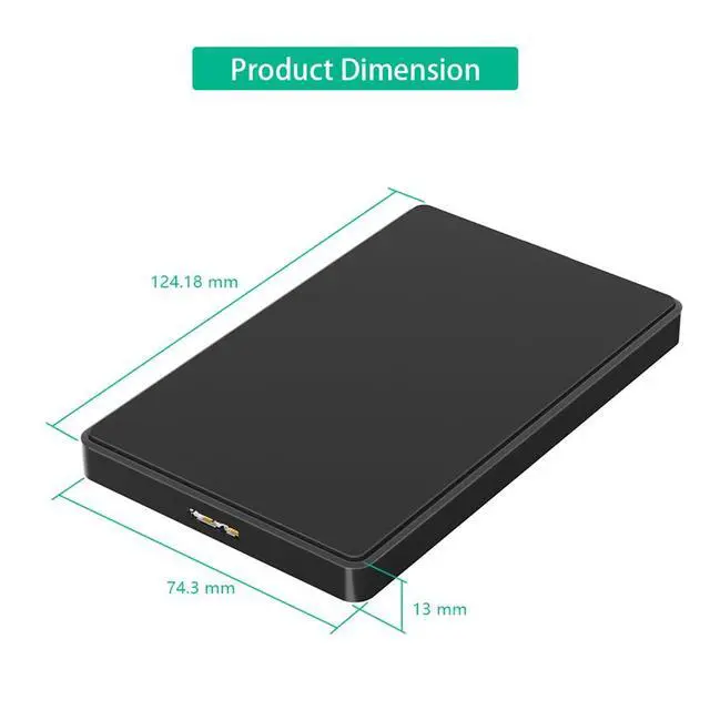 Alt view image 4 of 4 - Portable 2.5 Inch SATA Hard Drive Disk Enclosure Plastic with USB-C / Micro-B Port for 2.5" SATA SSD (Black,with Micro-B to USB3.0 Cable)