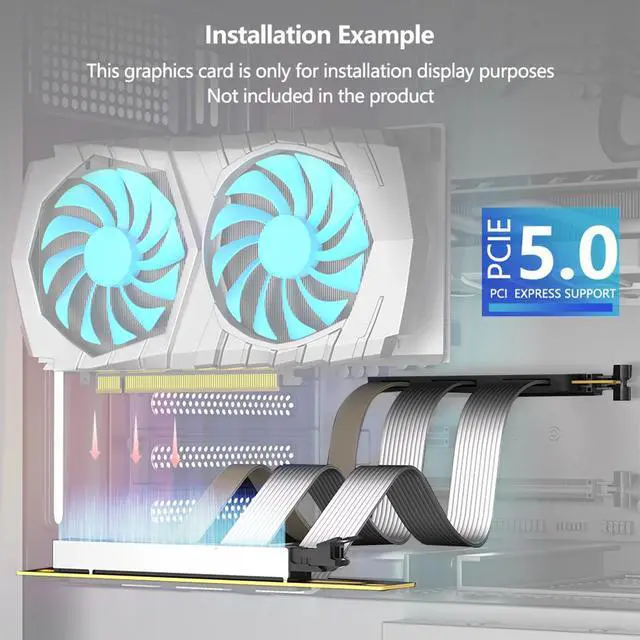 Alt view image 4 of 7 - PCI-E 16X 5.0 Flexible Extension Cable 64GB/S High-Speed Vertical Installation GPU Cable Compatible with ATX / 1U / 2U Case (90°-20CM)