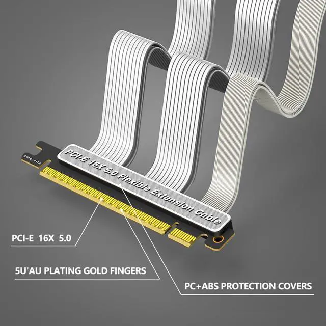 Alt view image 6 of 7 - PCI-E 16X 5.0 Flexible Extension Cable 64GB/S High-Speed Vertical Installation GPU Cable Compatible with ATX / 1U / 2U Case (180°-20CM)