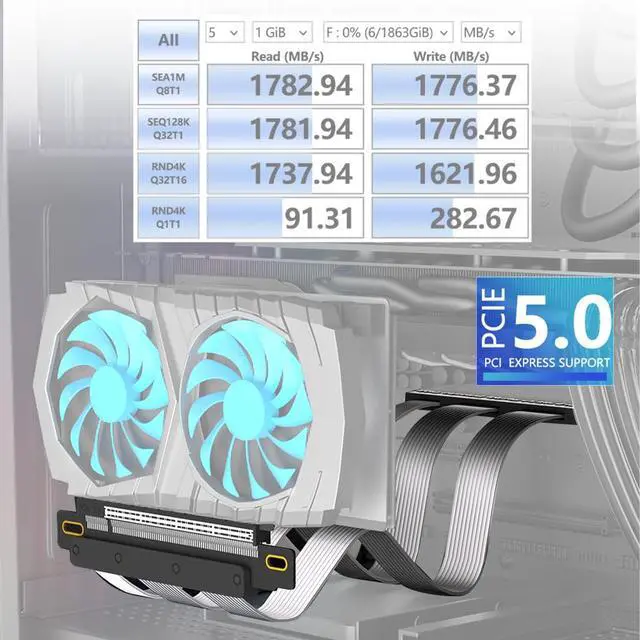Alt view image 2 of 7 - PCI-E 16X 5.0 Flexible Extension Cable 64GB/S High-Speed Vertical Installation GPU Cable Compatible with ATX / 1U / 2U Case (180°-20CM)