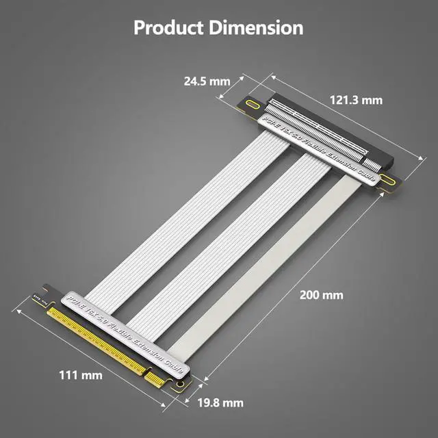 Alt view image 7 of 7 - PCI-E 16X 5.0 Flexible Extension Cable 64GB/S High-Speed Vertical Installation GPU Cable Compatible with ATX / 1U / 2U Case (180°-20CM)