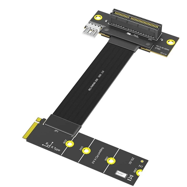 Main image of PCI-E 4.0 4X to M.2 Key M Extension Cable 20cm Compatible with M2 MKey NVMe 4.0 2280 SSD (Key M Right-Angle,PCIe 4X 270°)