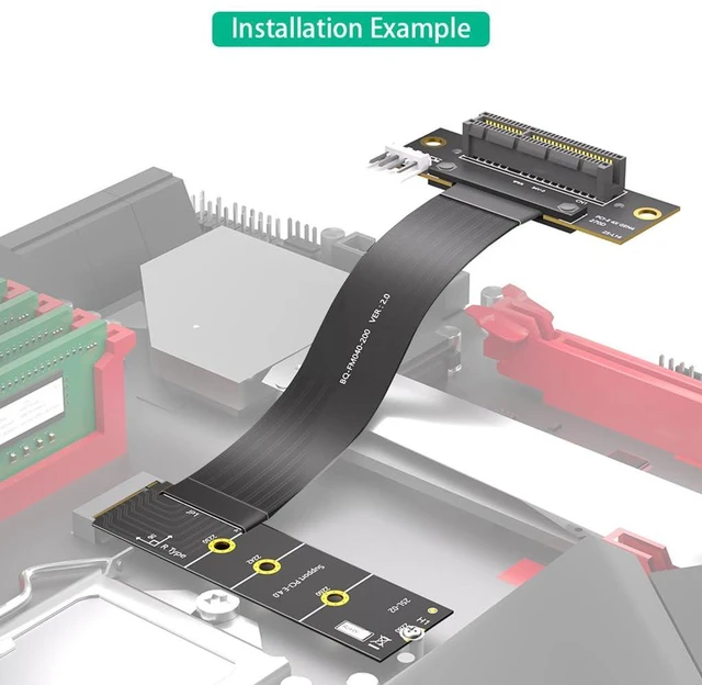 Alt view image 3 of 7 - PCI-E 4.0 4X to M.2 Key M Extension Cable 20cm Compatible with M2 MKey NVMe 4.0 2280 SSD (Key M Right-Angle,PCIe 4X 270°)