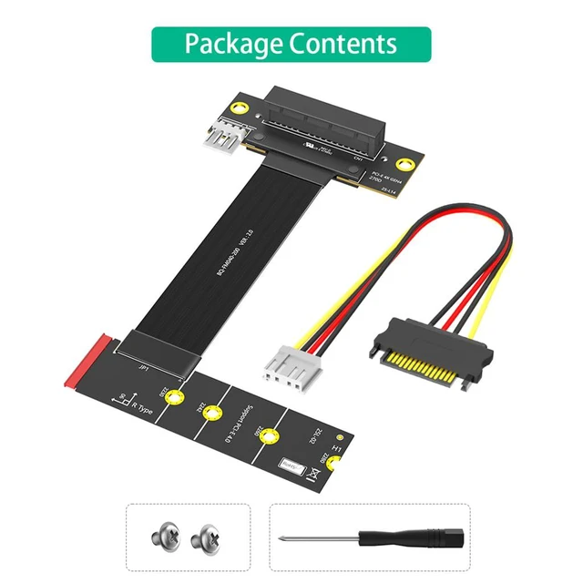 Alt view image 6 of 7 - PCI-E 4.0 4X to M.2 Key M Extension Cable 20cm Compatible with M2 MKey NVMe 4.0 2280 SSD (Key M Right-Angle,PCIe 4X 270°)