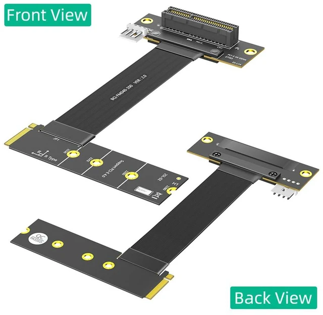 Alt view image 7 of 7 - PCI-E 4.0 4X to M.2 Key M Extension Cable 20cm Compatible with M2 MKey NVMe 4.0 2280 SSD (Key M Right-Angle,PCIe 4X 270°)