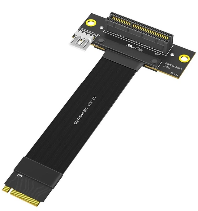 Main image of PCI-E 4.0 4X to M.2 Key M Extension Cable 20cm Compatible with M2 MKey NVMe 4.0 2280 SSD (Key M 180°,PCIe 4X 270°)