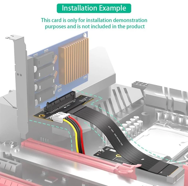 Alt view image 4 of 7 - PCI-E 4.0 4X to M.2 Key M Extension Cable 20cm Compatible with M2 MKey NVMe 4.0 2280 SSD (Key M 180°,PCIe 4X 270°)