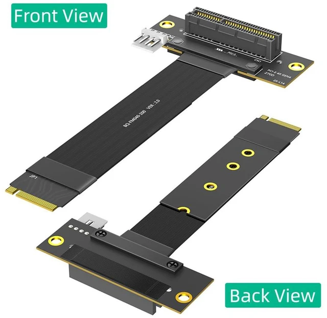 Alt view image 6 of 7 - PCI-E 4.0 4X to M.2 Key M Extension Cable 20cm Compatible with M2 MKey NVMe 4.0 2280 SSD (Key M 180°,PCIe 4X 270°)