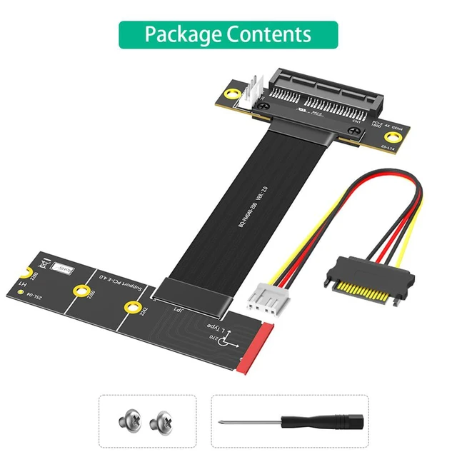 Alt view image 5 of 7 - PCI-E 4.0 4X to M.2 Key M Extension Cable 20cm Compatible with M2 MKey NVMe 4.0 2280 SSD (PCIe 4X 180°,Key M Left-Angle)