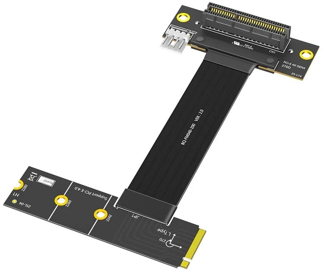 Main image of PCI-E 4.0 4X to M.2 Key M Extension Cable 20cm Compatible with M2 MKey NVMe 4.0 2280 SSD (Key M Left-Angle,PCIe 4X 270°)