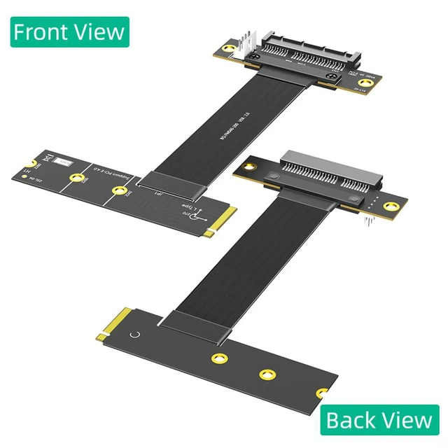 Alt view image 7 of 7 - PCI-E 4.0 4X to M.2 Key M Extension Cable 20cm Compatible with M2 MKey NVMe 4.0 2280 SSD (PCIe 4X 180°,Key M Left-Angle)