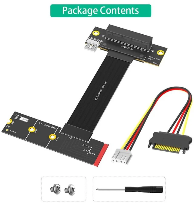 Alt view image 6 of 7 - PCI-E 4.0 4X to M.2 Key M Extension Cable 20cm Compatible with M2 MKey NVMe 4.0 2280 SSD (Key M Left-Angle,PCIe 4X 270°)