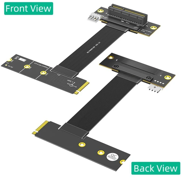 Alt view image 7 of 7 - PCI-E 4.0 4X to M.2 Key M Extension Cable 20cm Compatible with M2 MKey NVMe 4.0 2280 SSD (Key M Left-Angle,PCIe 4X 270°)