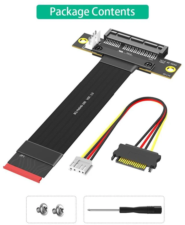 Alt view image 4 of 7 - PCI-E 4.0 4X to M.2 Key M Extension Cable 20cm Compatible with M2 MKey NVMe 4.0 2280 SSD (PCIe 4X 180°,Key M 180°)