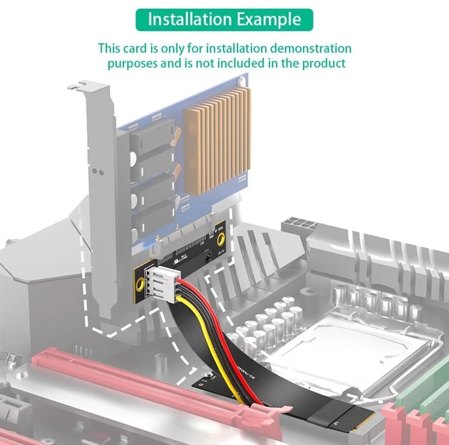 Alt view image 5 of 7 - PCI-E 4.0 4X to M.2 Key M Extension Cable 20cm Compatible with M2 MKey NVMe 4.0 2280 SSD (PCIe 4X 180°,Key M 180°)