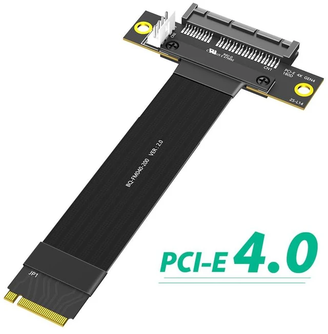 Alt view image 6 of 7 - PCI-E 4.0 4X to M.2 Key M Extension Cable 20cm Compatible with M2 MKey NVMe 4.0 2280 SSD (PCIe 4X 180°,Key M 180°)