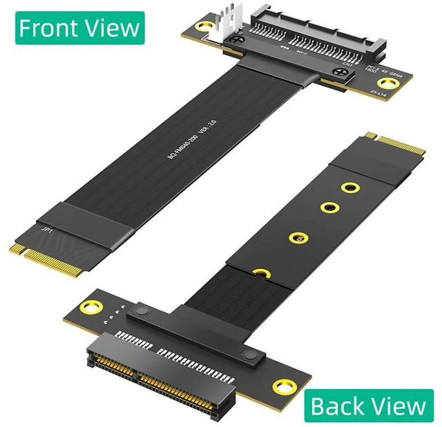 Alt view image 7 of 7 - PCI-E 4.0 4X to M.2 Key M Extension Cable 20cm Compatible with M2 MKey NVMe 4.0 2280 SSD (PCIe 4X 180°,Key M 180°)
