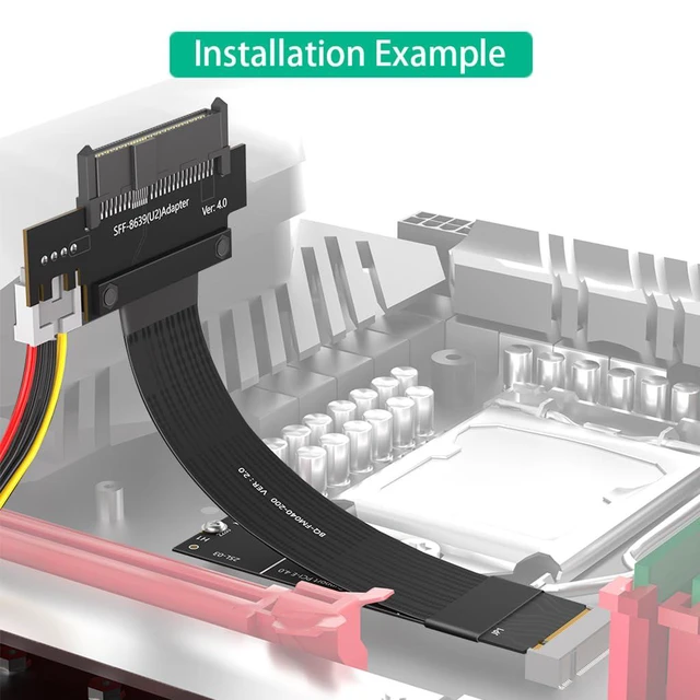 Alt view image 4 of 6 - M.2 Key M PCIe4.0 to U.2 SFF-8639 Extension Cable Compatible with M2 MKey NGFF 2280 SSD (20CM)