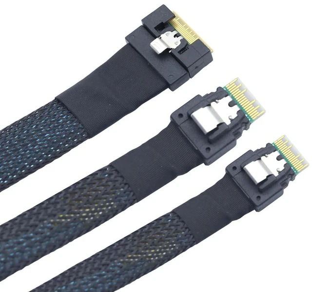 Alt view image 3 of 6 - Slimline SAS SFF-8654 8I to Dual SFF-8654 4I Server Cable Full-Coverage Anti-Misinsertion (100cm)
