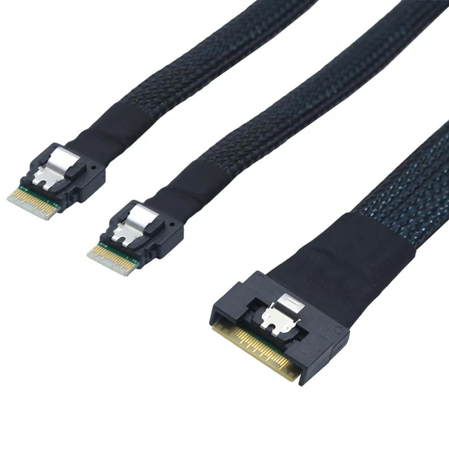 Alt view image 5 of 6 - Slimline SAS SFF-8654 8I to Dual SFF-8654 4I Server Cable Full-Coverage Anti-Misinsertion (100cm)