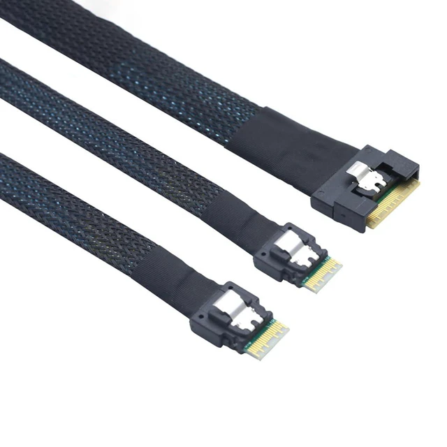Alt view image 4 of 6 - Slimline SAS SFF-8654 8I to Dual SFF-8654 4I Server Cable Full-Coverage Anti-Misinsertion (100cm)