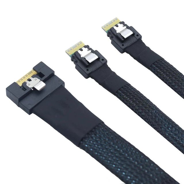 Alt view image 2 of 6 - Slimline SAS SFF-8654 8I to Dual SFF-8654 4I Server Cable Full-Coverage Anti-Misinsertion (100cm)