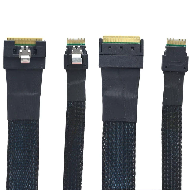 Alt view image 6 of 6 - Slimline SAS SFF-8654 8I to Dual SFF-8654 4I Server Cable Full-Coverage Anti-Misinsertion (100cm)