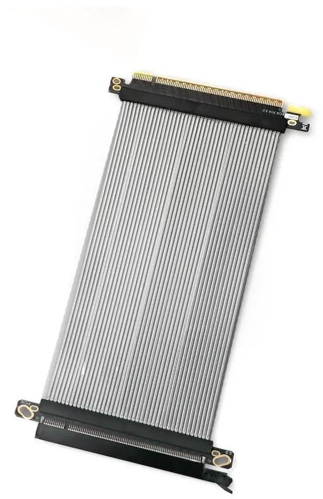 Main image of PCIE 5.0 X16 Graphics Card Extension Cable GPU Adapter 64GBS High Speed Silver Plated for ITX Chassis (180 Degree,25CM)